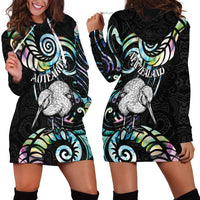 New Zealand Kiwi Bird Hoodie Dress Silver Fern Koru Paua Shell DT04 - Polynesian Pride
