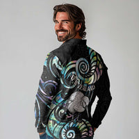 New Zealand Kiwi Bird Long Sleeve Polo Shirt Silver Fern Koru Paua Shell DT04 - Polynesian Pride