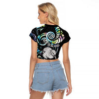 New Zealand Kiwi Bird Raglan Cropped T Shirt Silver Fern Koru Paua Shell
