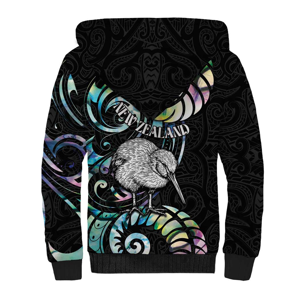 New Zealand Kiwi Bird Sherpa Hoodie Silver Fern Koru Paua Shell DT04 - Polynesian Pride