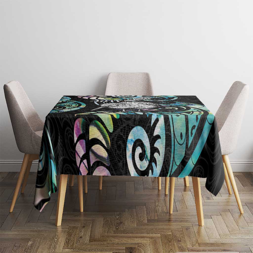 New Zealand Kiwi Bird Tablecloth Silver Fern Koru Paua Shell
