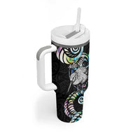 New Zealand Kiwi Bird Tumbler With Handle Silver Fern Koru Paua Shell