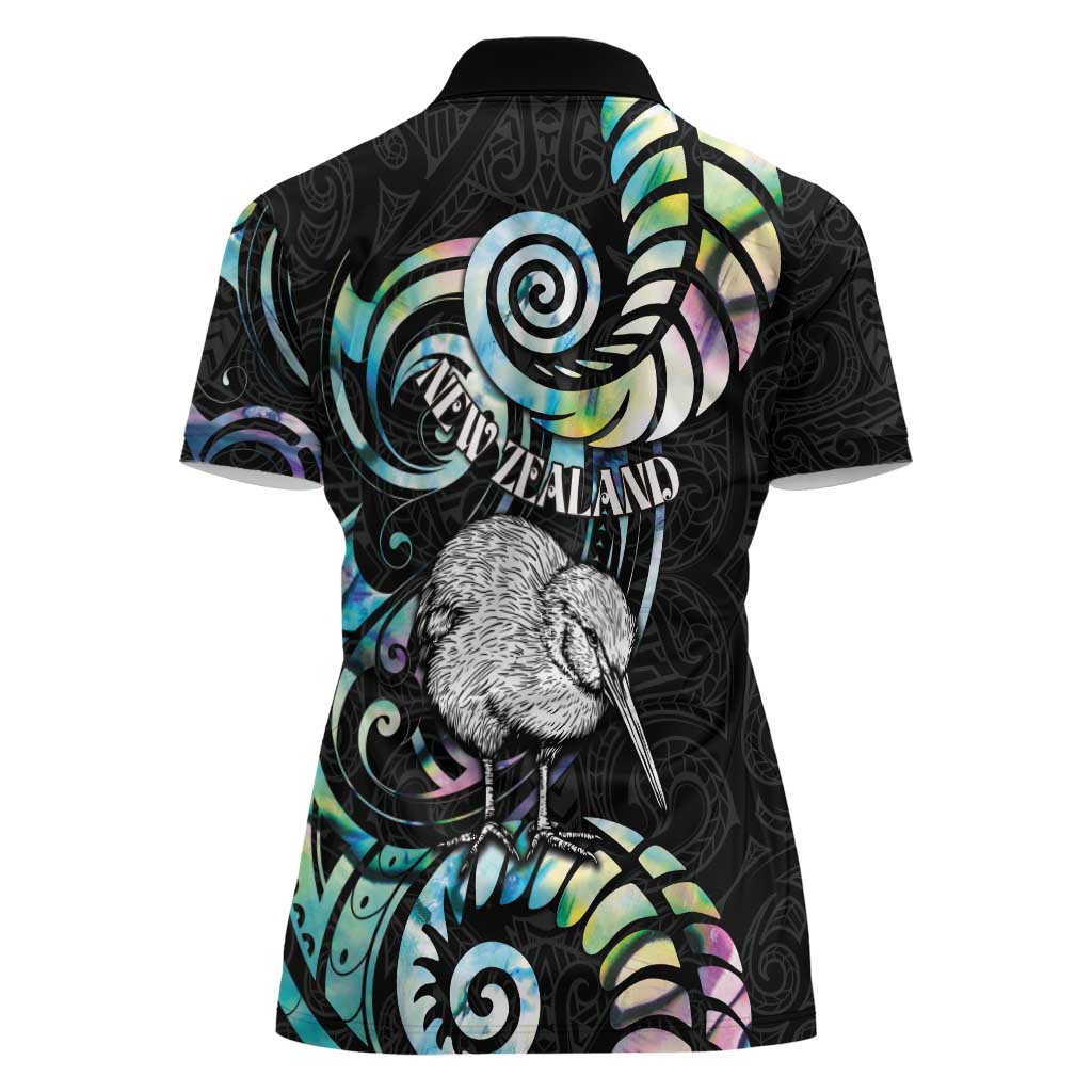 New Zealand Kiwi Bird Women Polo Shirt Silver Fern Koru Paua Shell DT04 - Polynesian Pride