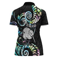 New Zealand Kiwi Bird Women Polo Shirt Silver Fern Koru Paua Shell DT04 - Polynesian Pride