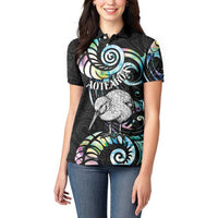 New Zealand Kiwi Bird Women Polo Shirt Silver Fern Koru Paua Shell DT04 - Polynesian Pride