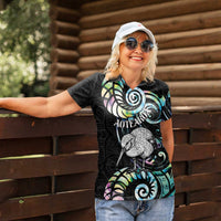 New Zealand Kiwi Bird Women Polo Shirt Silver Fern Koru Paua Shell DT04 - Polynesian Pride