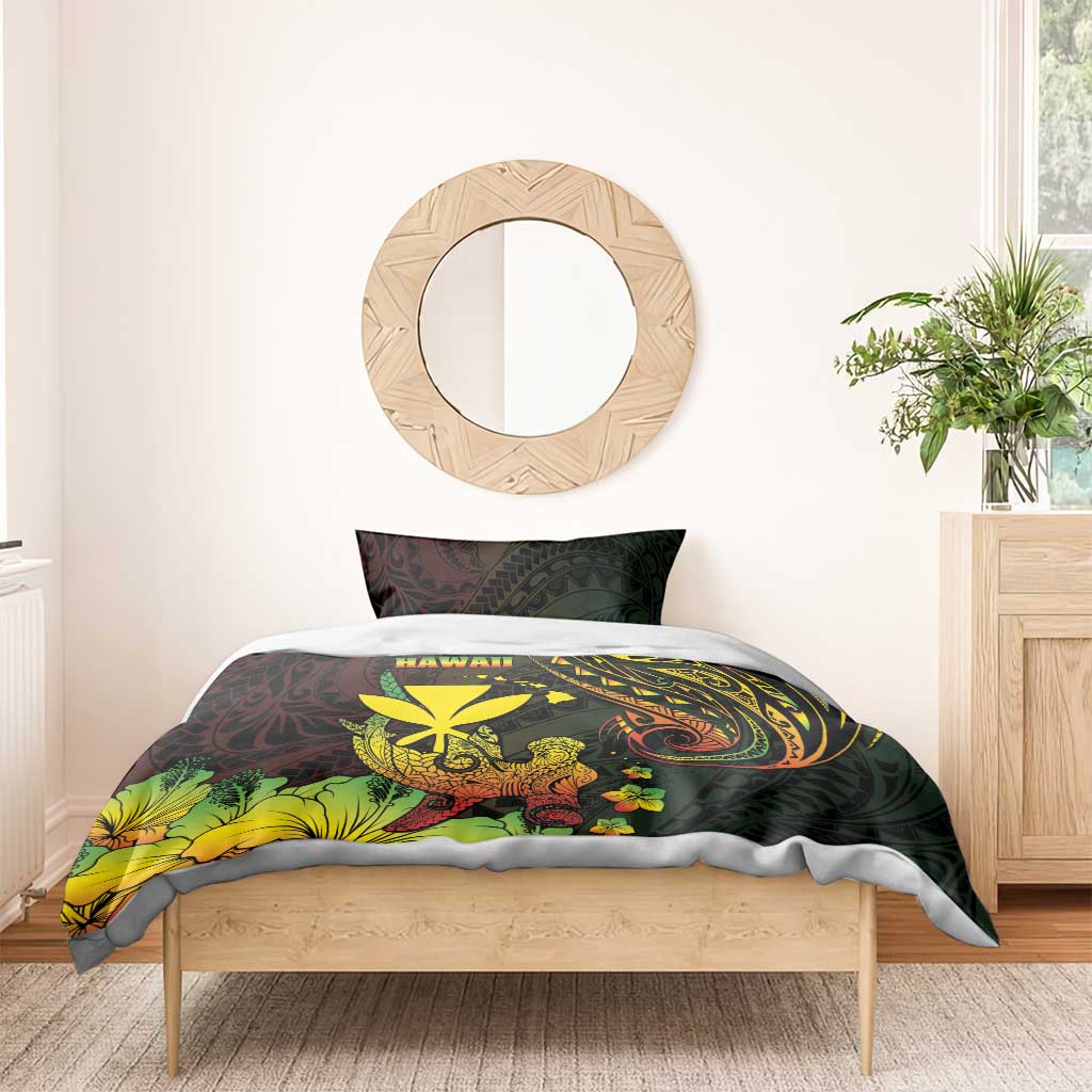 Hawaii Bedding Set Kanaka Maoli With Hammerhead Shark