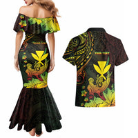 Personalised Hawaii Couples Matching Mermaid Dress and Hawaiian Shirt Kanaka Maoli With Hammerhead Shark DT04 - Polynesian Pride