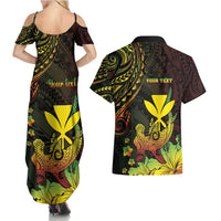 Personalised Hawaii Couples Matching Summer Maxi Dress and Hawaiian Shirt Kanaka Maoli With Hammerhead Shark DT04 - Polynesian Pride
