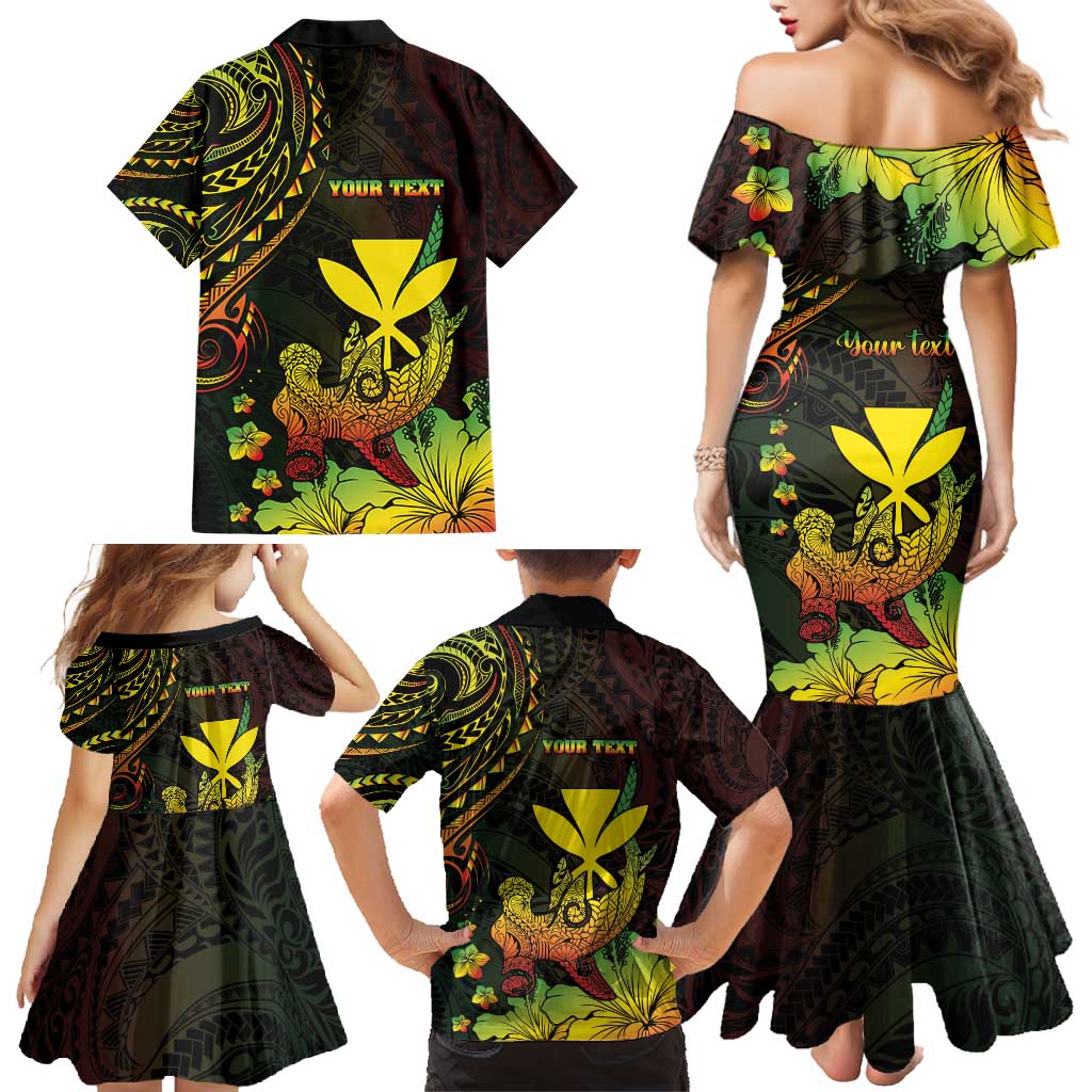 Personalised Hawaii Family Matching Mermaid Dress and Hawaiian Shirt Kanaka Maoli With Hammerhead Shark DT04 - Polynesian Pride