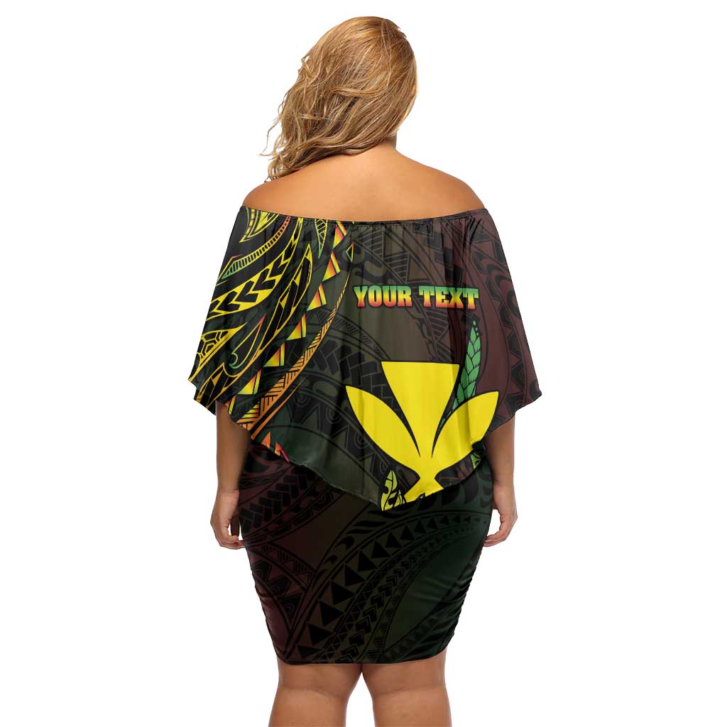 Personalised Hawaii Family Matching Off Shoulder Short Dress and Hawaiian Shirt Kanaka Maoli With Hammerhead Shark DT04 - Polynesian Pride