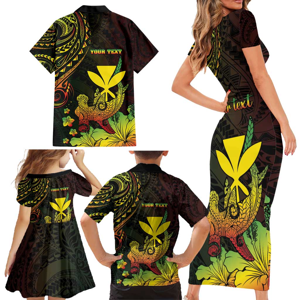 Personalised Hawaii Family Matching Short Sleeve Bodycon Dress and Hawaiian Shirt Kanaka Maoli With Hammerhead Shark DT04 - Polynesian Pride
