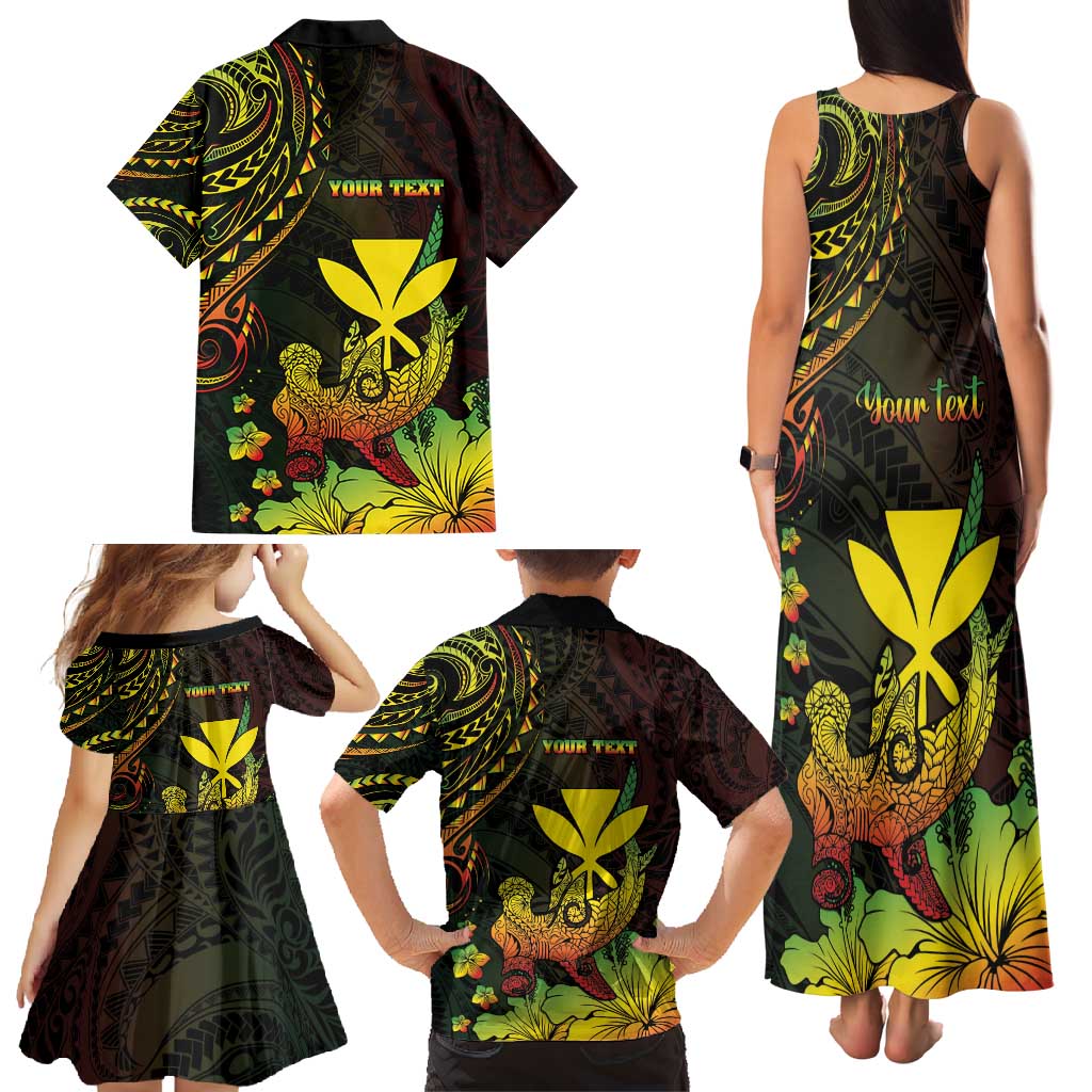 Personalised Hawaii Family Matching Tank Maxi Dress and Hawaiian Shirt Kanaka Maoli With Hammerhead Shark DT04 - Polynesian Pride