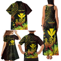 Personalised Hawaii Family Matching Tank Maxi Dress and Hawaiian Shirt Kanaka Maoli With Hammerhead Shark DT04 - Polynesian Pride