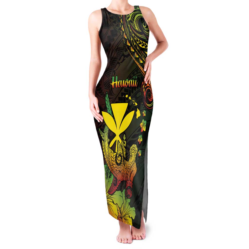 Personalised Hawaii Family Matching Tank Maxi Dress and Hawaiian Shirt Kanaka Maoli With Hammerhead Shark DT04 Mom's Dress Black - Polynesian Pride