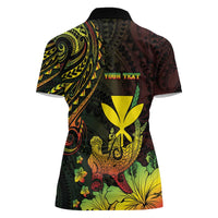 Personalised Hawaii Women Polo Shirt Kanaka Maoli With Hammerhead Shark