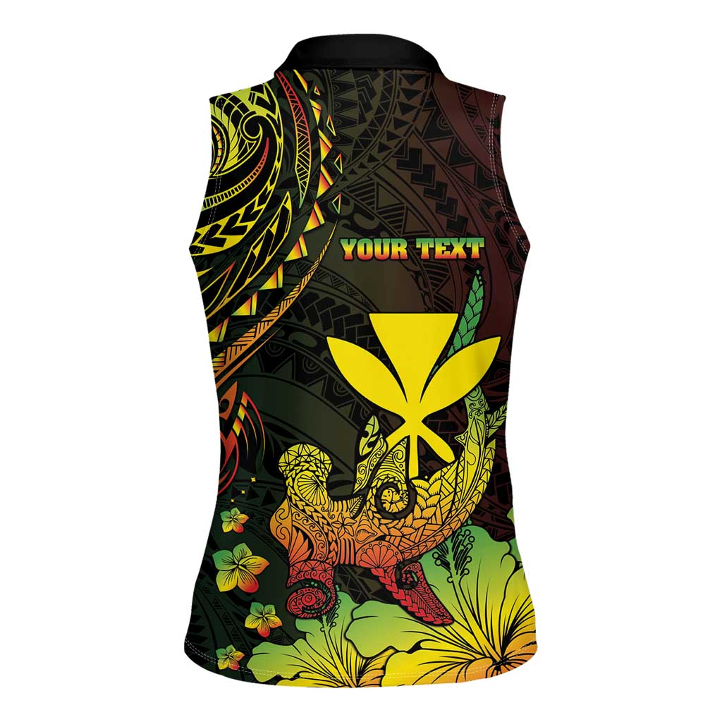Personalised Hawaii Women Sleeveless Polo Shirt Kanaka Maoli With Hammerhead Shark DT04 - Polynesian Pride