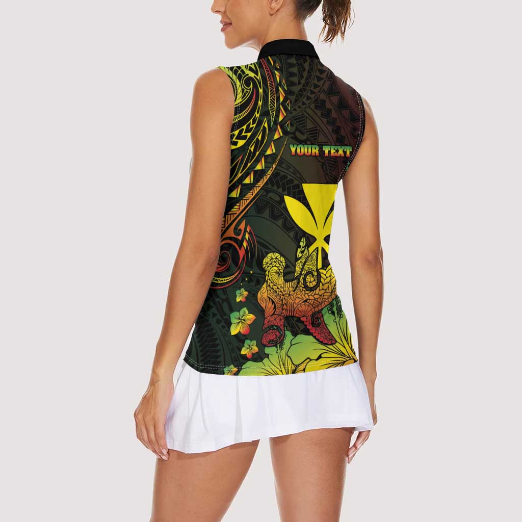 Personalised Hawaii Women Sleeveless Polo Shirt Kanaka Maoli With Hammerhead Shark DT04 - Polynesian Pride