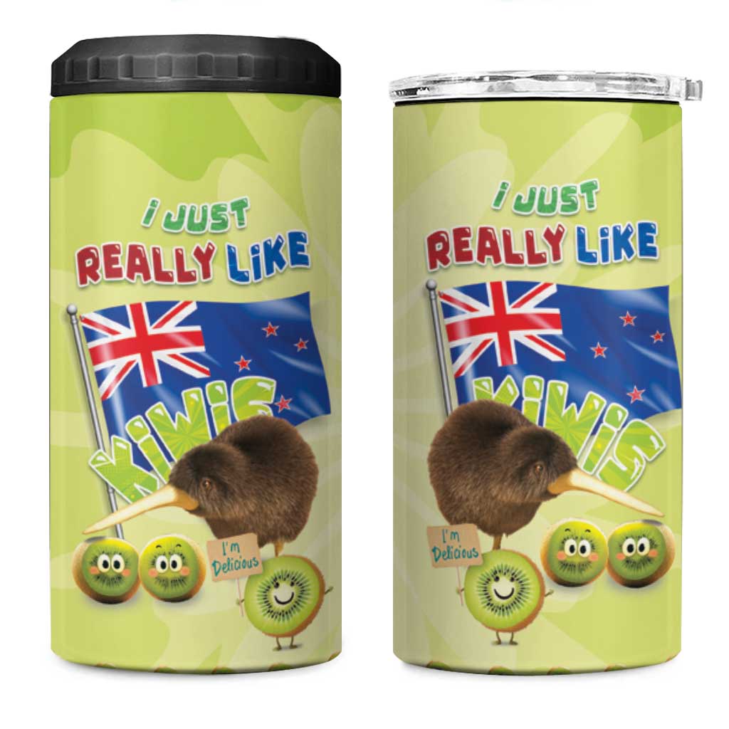 New Zealand Kiwi 4 in 1 Can Cooler Tumbler I Just Really Like Kiwis DT04 One Size: 16 oz Green - Polynesian Pride