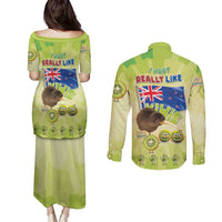 New Zealand Kiwi Couples Matching Puletasi and Long Sleeve Button Shirt I Just Really Like Kiwis DT04 - Polynesian Pride