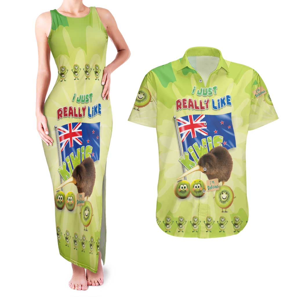 New Zealand Kiwi Couples Matching Tank Maxi Dress and Hawaiian Shirt I Just Really Like Kiwis