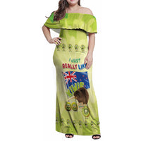 New Zealand Kiwi Family Matching Off Shoulder Maxi Dress and Hawaiian Shirt I Just Really Like Kiwis DT04 Mom's Dress Green - Polynesian Pride