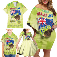 New Zealand Kiwi Family Matching Off Shoulder Short Dress and Hawaiian Shirt I Just Really Like Kiwis DT04 - Polynesian Pride