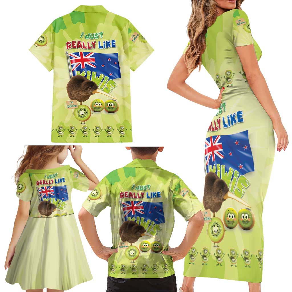 New Zealand Kiwi Family Matching Short Sleeve Bodycon Dress and Hawaiian Shirt I Just Really Like Kiwis DT04 - Polynesian Pride