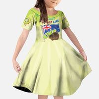New Zealand Kiwi Family Matching Tank Maxi Dress and Hawaiian Shirt I Just Really Like Kiwis DT04 Daughter's Dress Green - Polynesian Pride