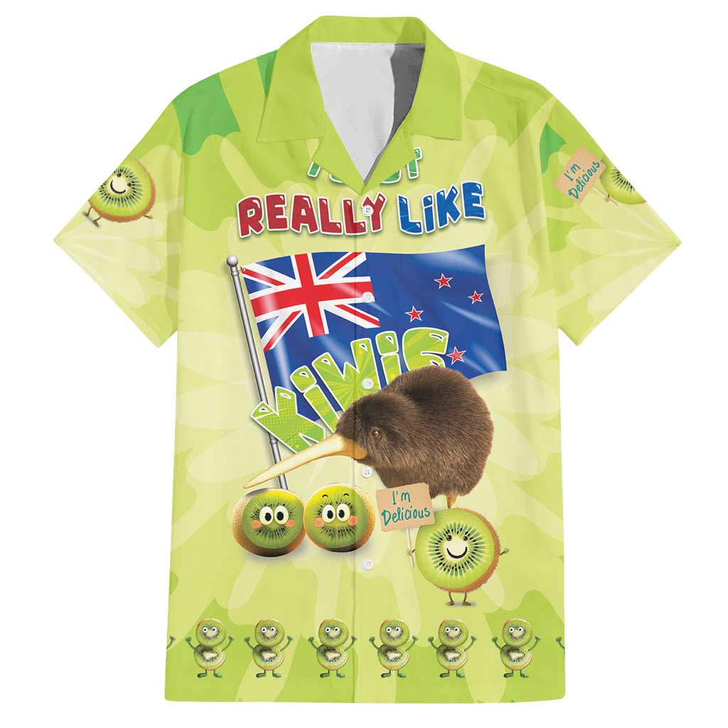 New Zealand Kiwi Family Matching Tank Maxi Dress and Hawaiian Shirt I Just Really Like Kiwis DT04 Dad's Shirt - Short Sleeve Green - Polynesian Pride