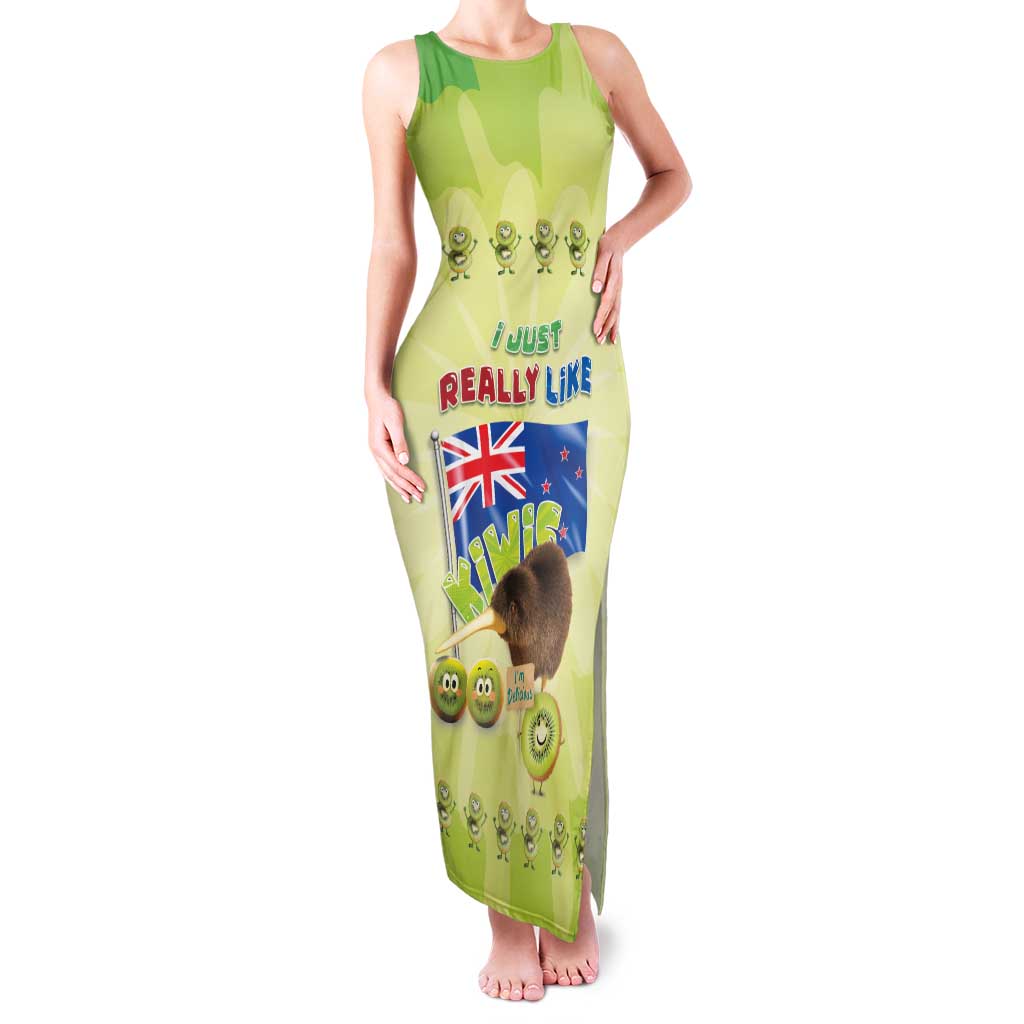 New Zealand Kiwi Family Matching Tank Maxi Dress and Hawaiian Shirt I Just Really Like Kiwis DT04 Mom's Dress Green - Polynesian Pride