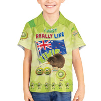 New Zealand Kiwi Family Matching Tank Maxi Dress and Hawaiian Shirt I Just Really Like Kiwis DT04 Son's Shirt Green - Polynesian Pride