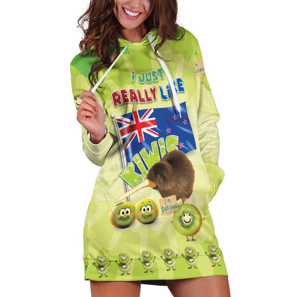 New Zealand Kiwi Hoodie Dress I Just Really Like Kiwis DT04 Green - Polynesian Pride