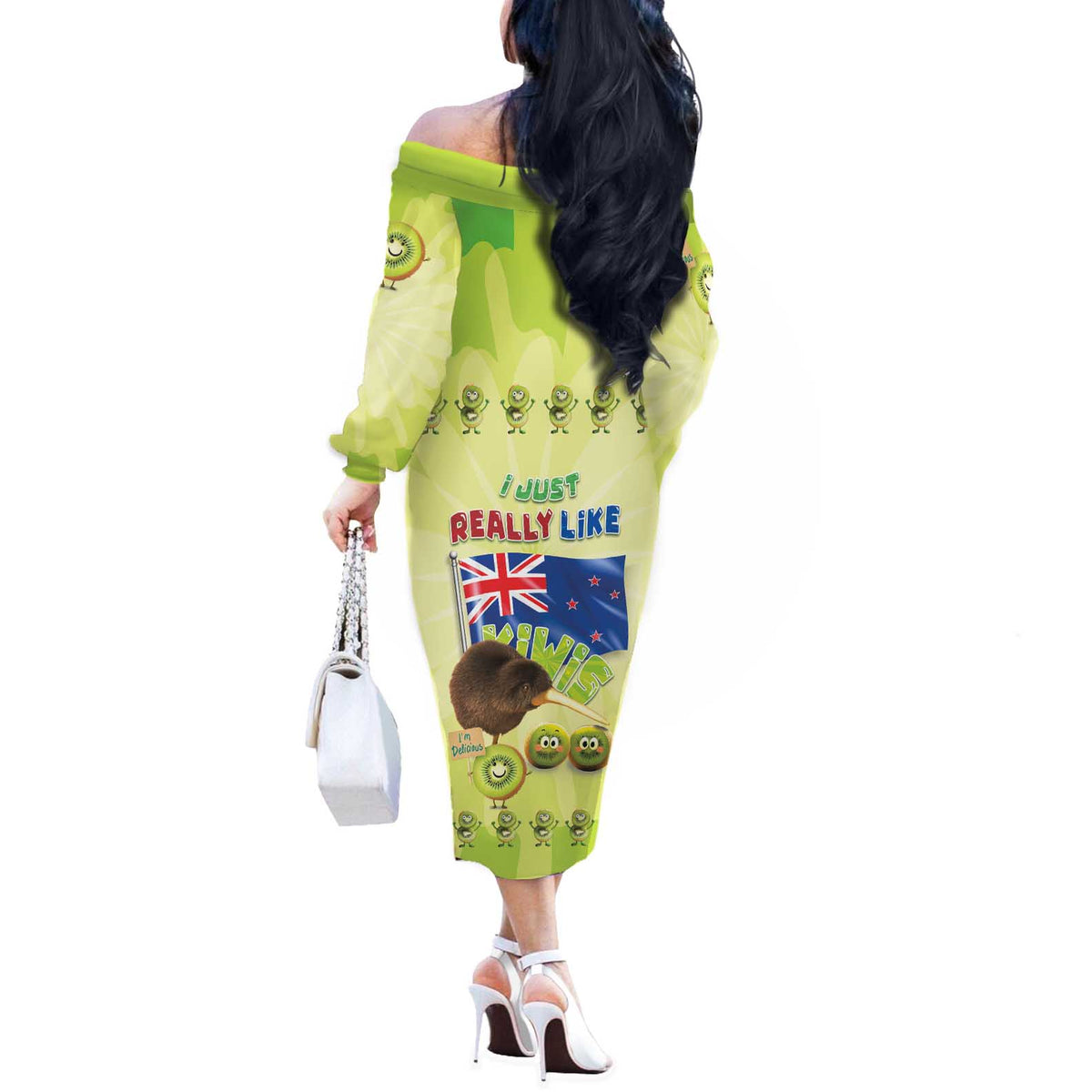 New Zealand Kiwi Off The Shoulder Long Sleeve Dress I Just Really Like Kiwis DT04 - Polynesian Pride