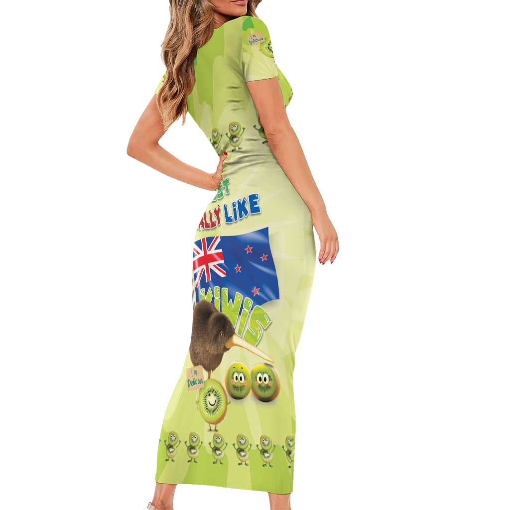 New Zealand Kiwi Short Sleeve Bodycon Dress I Just Really Like Kiwis DT04 - Polynesian Pride