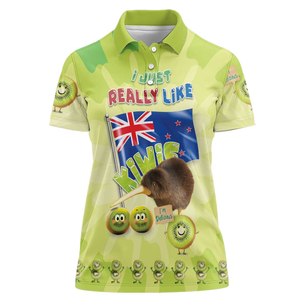 New Zealand Kiwi Women Polo Shirt I Just Really Like Kiwis DT04 Female Green - Polynesian Pride