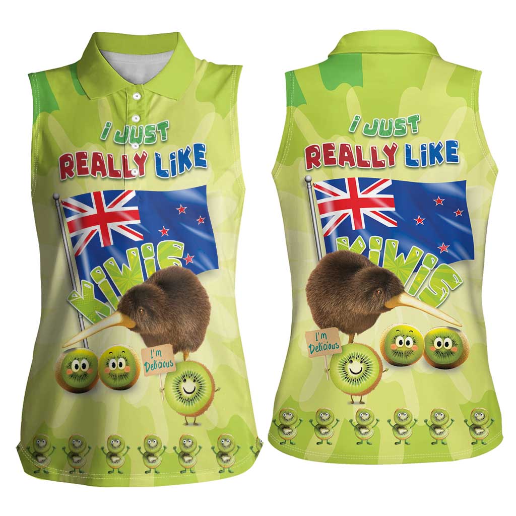 New Zealand Kiwi Women Sleeveless Polo Shirt I Just Really Like Kiwis DT04 - Polynesian Pride