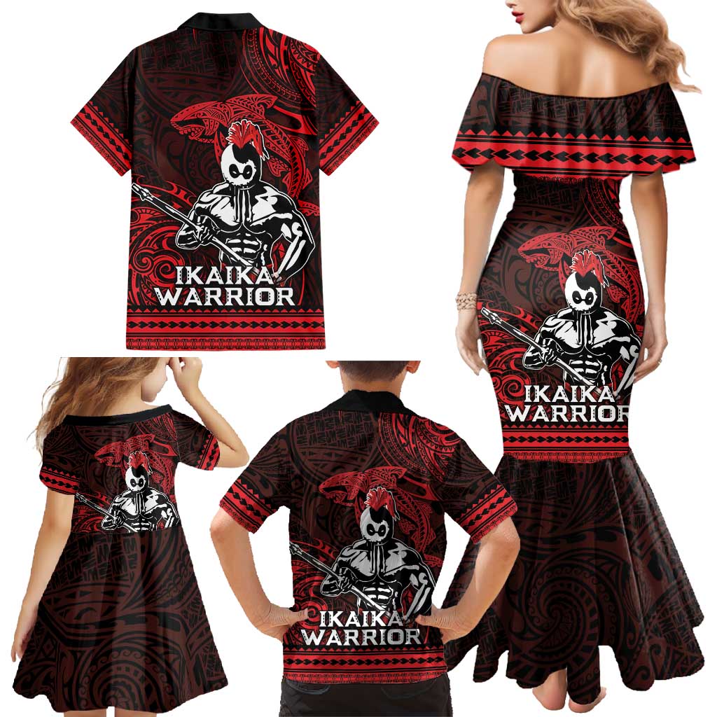 Hawaii Ikaika Warrior Family Matching Mermaid Dress and Hawaiian Shirt Hawaiian Tribal Tattoo DT04 - Polynesian Pride