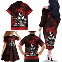Hawaii Ikaika Warrior Family Matching Off The Shoulder Long Sleeve Dress and Hawaiian Shirt Hawaiian Tribal Tattoo DT04 - Polynesian Pride