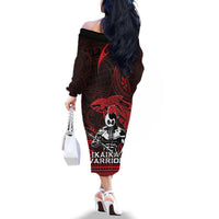 Hawaii Ikaika Warrior Family Matching Off The Shoulder Long Sleeve Dress and Hawaiian Shirt Hawaiian Tribal Tattoo DT04 - Polynesian Pride
