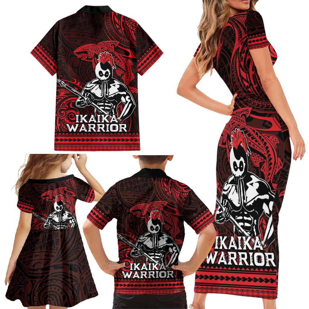 Hawaii Ikaika Warrior Family Matching Short Sleeve Bodycon Dress and Hawaiian Shirt Hawaiian Tribal Tattoo DT04 - Polynesian Pride