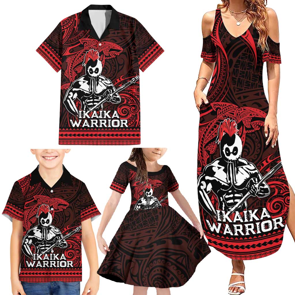 Hawaii Ikaika Warrior Family Matching Summer Maxi Dress and Hawaiian Shirt Hawaiian Tribal Tattoo DT04 - Polynesian Pride