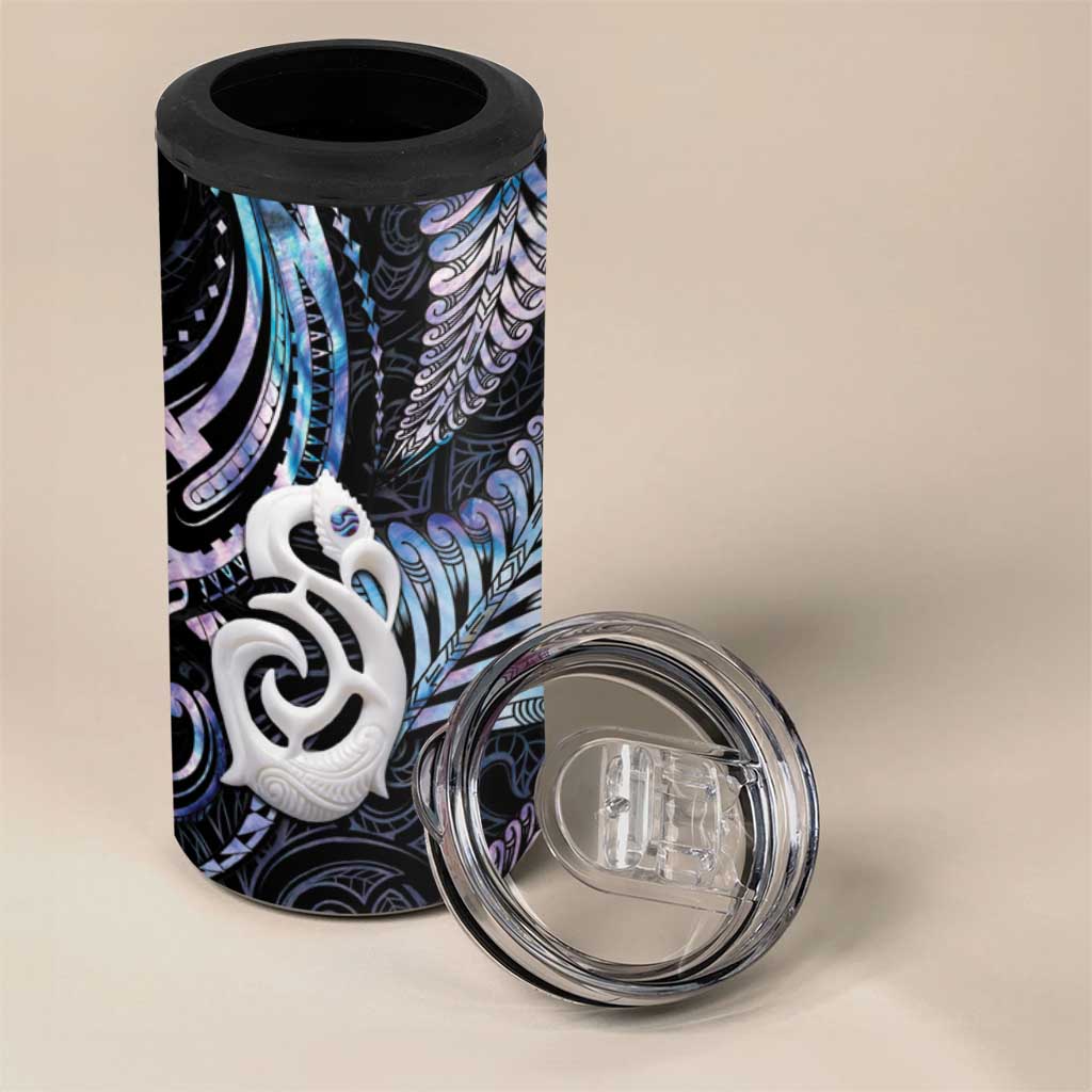 New Zealand Aotearoa 4 in 1 Can Cooler Tumbler Maori Hei Manaia Purple Paua Shell DT04 - Polynesian Pride