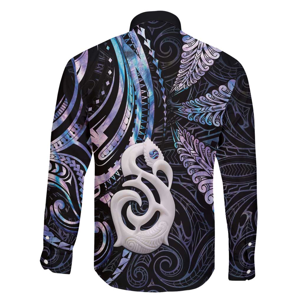 New Zealand Aotearoa Family Matching Mermaid Dress and Hawaiian Shirt Maori Hei Manaia Purple Paua Shell DT04 - Polynesian Pride