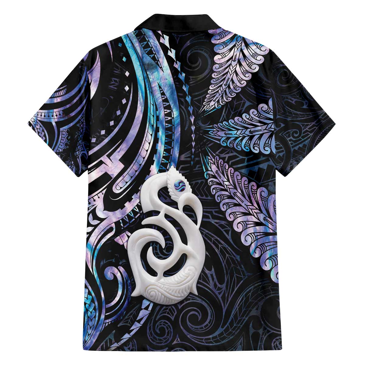 New Zealand Aotearoa Family Matching Off The Shoulder Long Sleeve Dress and Hawaiian Shirt Maori Hei Manaia Purple Paua Shell DT04 - Polynesian Pride