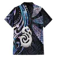 New Zealand Aotearoa Family Matching Off Shoulder Short Dress and Hawaiian Shirt Maori Hei Manaia Purple Paua Shell DT04 - Polynesian Pride