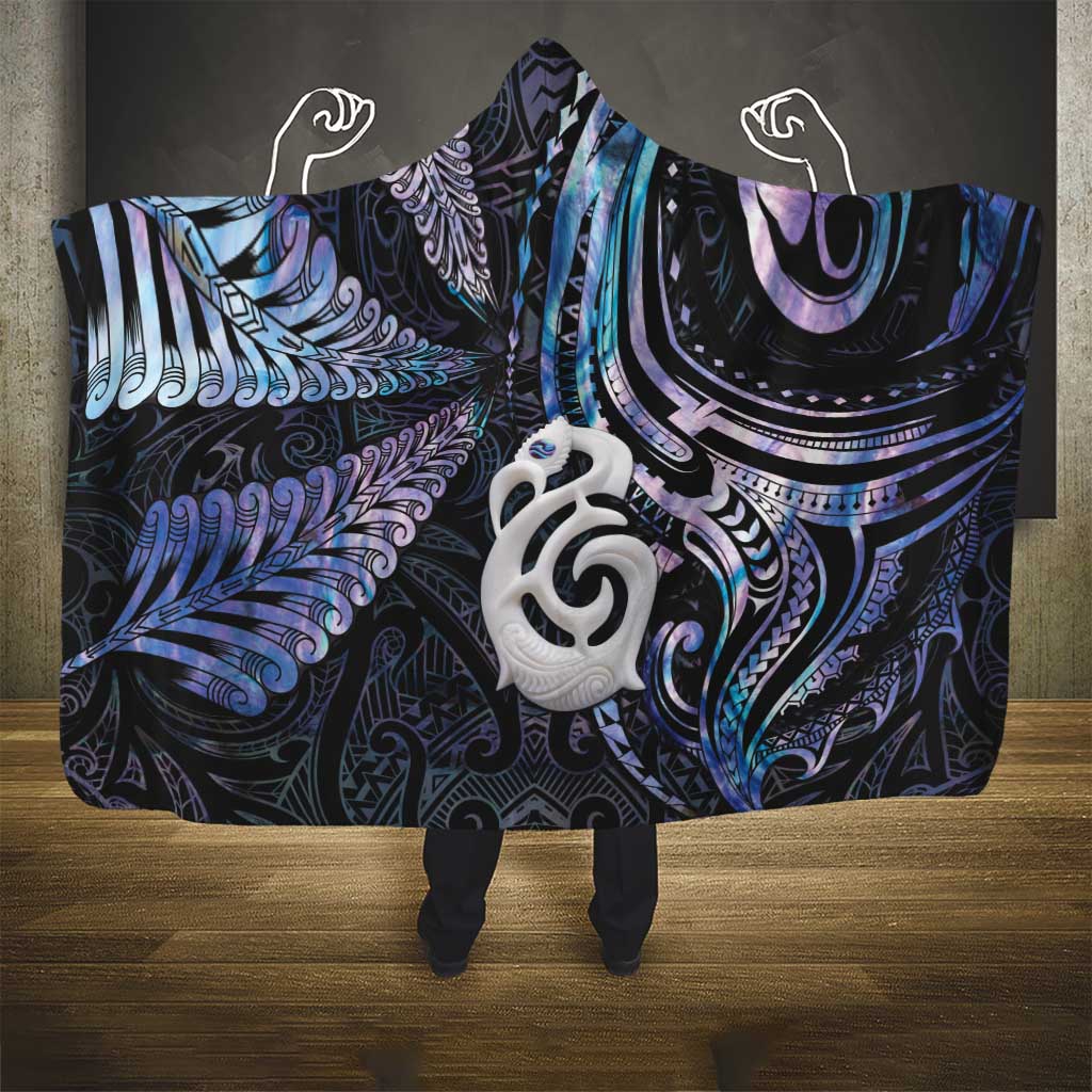 New Zealand Aotearoa Hooded Blanket Maori Hei Manaia Purple Paua Shell