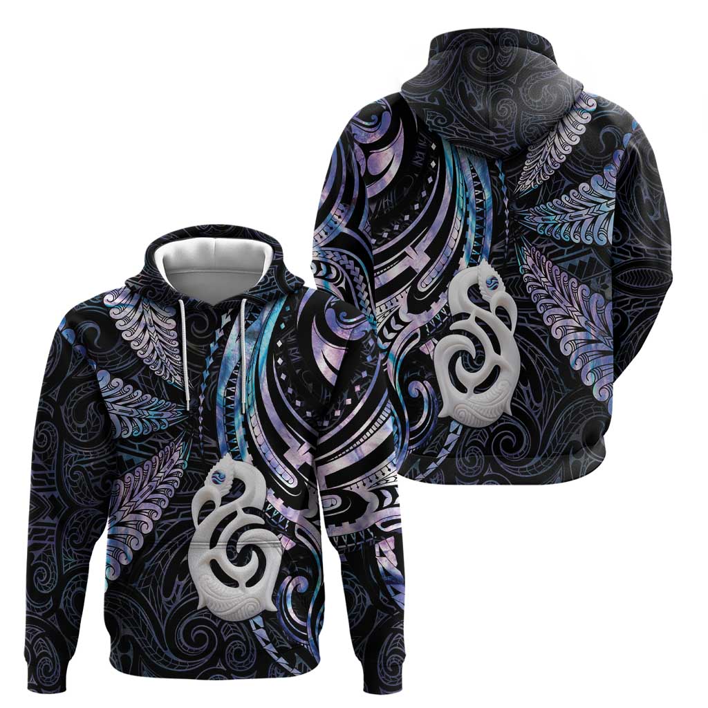 New Zealand Aotearoa Hoodie Maori Hei Manaia Purple Paua Shell DT04 - Polynesian Pride