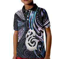 New Zealand Aotearoa Kid Polo Shirt Maori Hei Manaia Purple Paua Shell DT04 Kid Purple - Polynesian Pride
