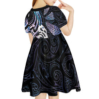 New Zealand Aotearoa Kid Short Sleeve Dress Maori Hei Manaia Purple Paua Shell DT04 - Polynesian Pride